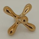 Ver imagem 2 de Adorno Decorativo de Metal Dourado 19x19x19cm Enfeite Mesa Estante Sala Aparador