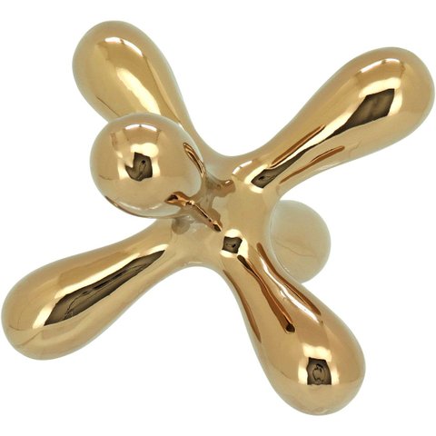 Adorno Decorativo de Metal Dourado 19x19x19cm Enfeite Mesa Estante Sala Aparador