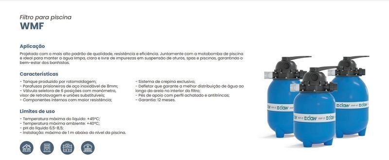 Filtro para Piscina Claw Wmf-60 Azul Azul - 3