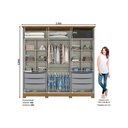 Ver imagem 2 de Guarda Roupa Casal 6 Portas e 6 Gavetas C/ Espelho e Pés Andréas Cinza/nature - Henn