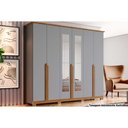 Ver imagem 1 de Guarda Roupa Casal 6 Portas e 6 Gavetas C/ Espelho e Pés Andréas Cinza/nature - Henn