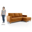 Ver imagem 5 de Sofá 3 Lugares 200cm Living com Chaise Direito Kayrós D05 Sintético Whisky - Mpozenato