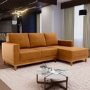Ver imagem 1 de Sofá 3 Lugares 200cm Living com Chaise Direito Kayrós D05 Sintético Whisky - Mpozenato