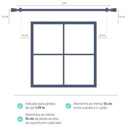 Kit Varão Simples de Cortina 28mm 200cm com Emenda Jade Prime Belchior - 3