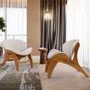 Ver imagem 2 de Kit 2 Poltronas Decorativa Orgânica Sala Living Kadosh L02 Linho Cru - Lyam Decor