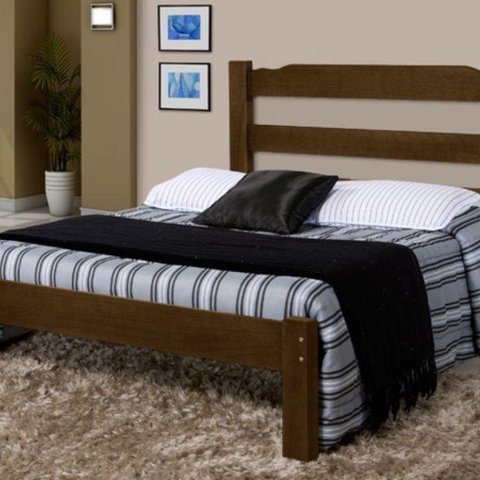 Cama de Casal Veneza de Madeira Maciça Tauari Castanho