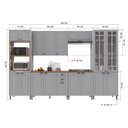 Ver imagem 3 de Cozinha Modulada 6 Peças Torre Quente Cristaleira com Vidro 2 Aéreos 2 Balcão com Tampo 100% MDF Bari Cinza/Titanio Fosco