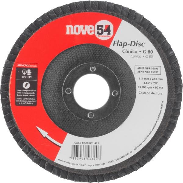 Flap-Disc Cônico 4.1/2" G80 Costado Fibra - Nove54 - 1