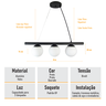 Lustre Pendente Figo Preto - 3 Globos Esfera de Vidro Branco - 3-2620-3-br - 5