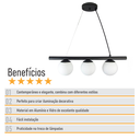 Ver imagem 6 de Lustre Pendente Figo Preto - 3 Globos Esfera de Vidro Branco - 3-2620-3-br