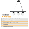 Lustre Pendente Figo Preto - 3 Globos Esfera de Vidro Branco - 3-2620-3-br - 6