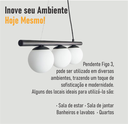 Ver imagem 7 de Lustre Pendente Figo Preto - 3 Globos Esfera de Vidro Branco - 3-2620-3-br