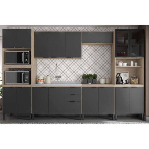 Cozinha Modulada Demóbile 6 Peças Firenze C6p127 Avena/grafito