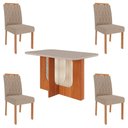 Ver imagem 1 de Conjunto Mesa Louise 1,30 com 4 Cadeiras Paola Wood Cinamomo/off/mad/linho Bege