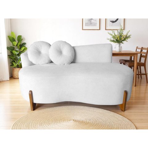Namoradeira Sofá 02 Lugares Feijão Lounge Orgânica Boucle Prateado