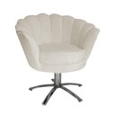 Ver imagem 1 de Poltrona Decorativa Pétala Base Giratória Metal Couro Bege Mz Decor
