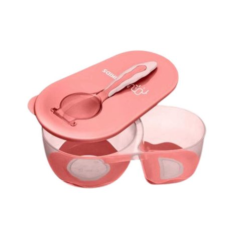 Prato Fundo com Divisória e Colher Rosa - Multikids