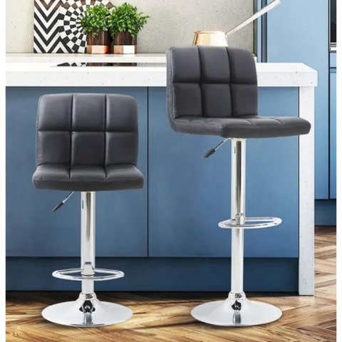 Kit 02 Banquetas Cozinha Americana Gomos Giratória Alta Preta