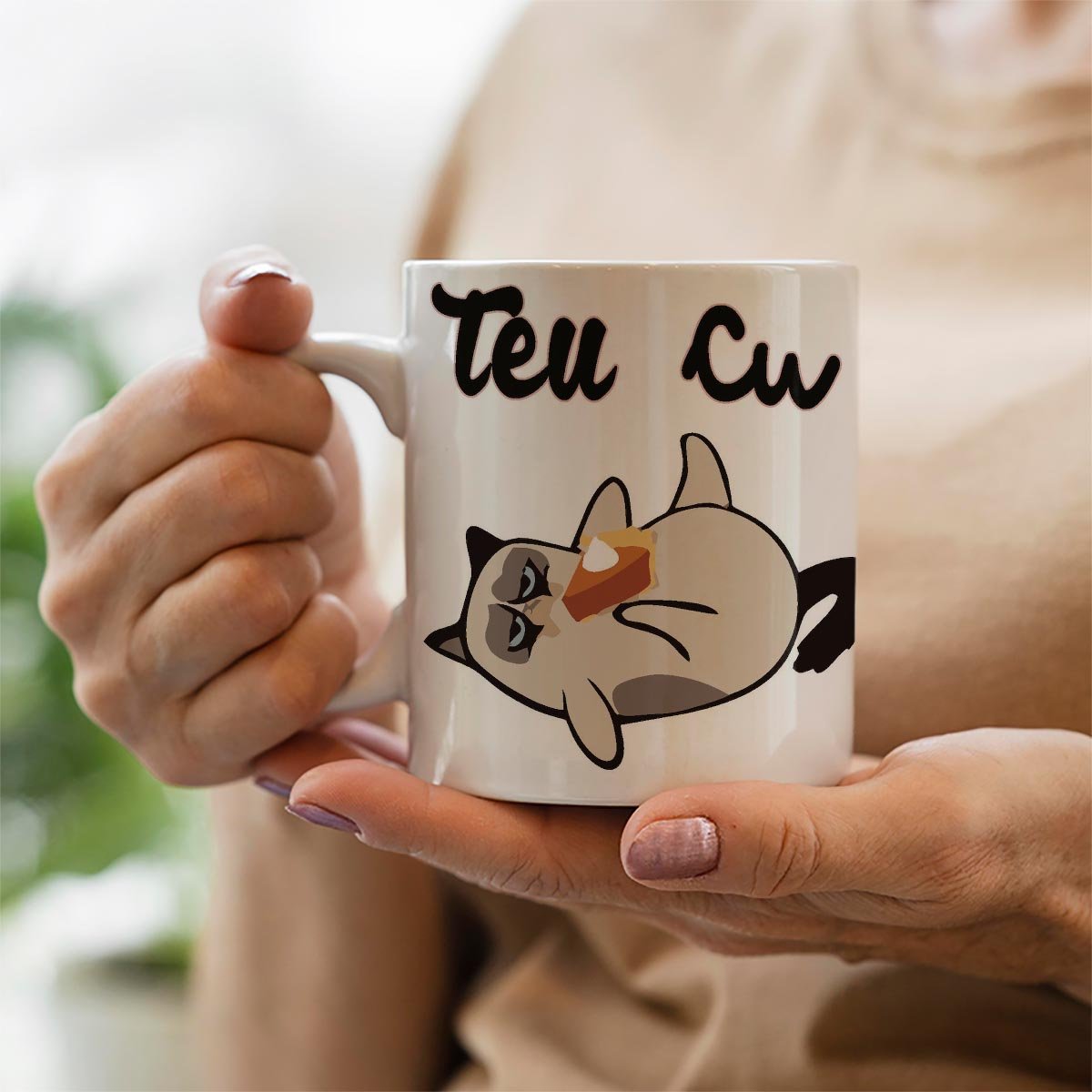 Caneca Teu Cu! Gato meme animado engraçado - 2