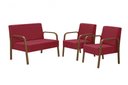 Ver imagem 1 de Conjunto Jade 2 Poltronas de 1 Lugar e 1 poltrona de 2 lugares Braço Madeira DSalla Suede Vermelho