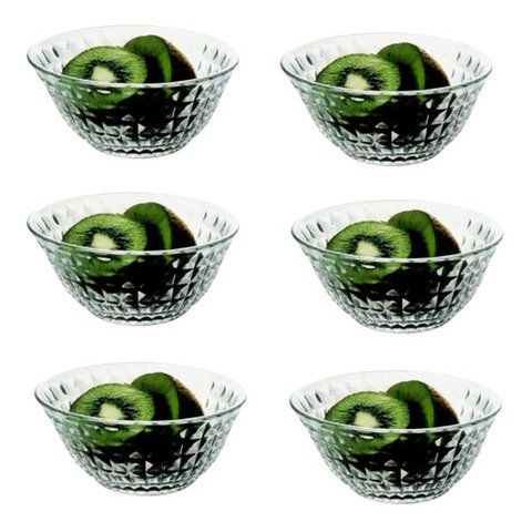 Jogo de Sobremesa Bowl Tigela Petisco 6 Peças em Vidro 250ml