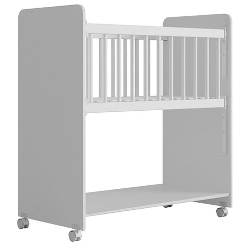 Berço de Bebê com Rodinhas com Grade Móvel Jasmin Branco