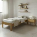 Ver imagem 1 de Cama Solteiro Turca com Colchão em Madeira Maciça Nogueira