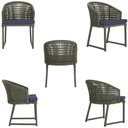 Ver imagem 5 de 6 Cadeira Noronha Aluminio Micro Pintura Verde, Tr. Telinha Corda Nautica Verde Militar, Estofado -