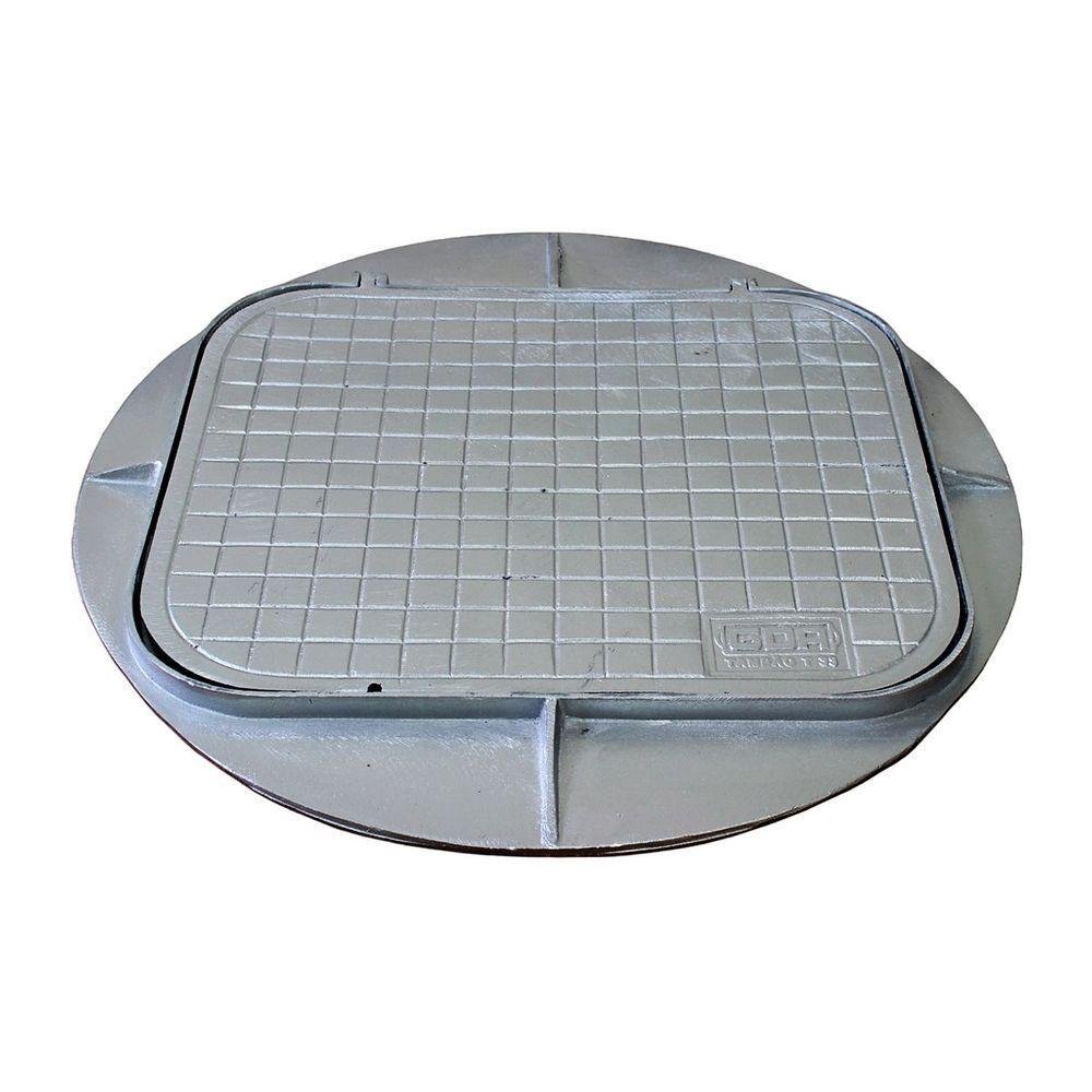 Tampa Tampão de Chão Articulado T33 com Aba Redondo 58x49cm - 1