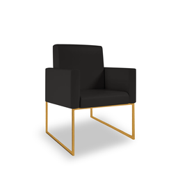 Poltrona Moderna Clínica Courino 3 Cores- Base Ferro Dourado - Preto - 2