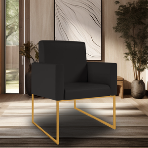 Poltrona Moderna Clínica Courino 3 Cores- Base Ferro Dourado - Preto