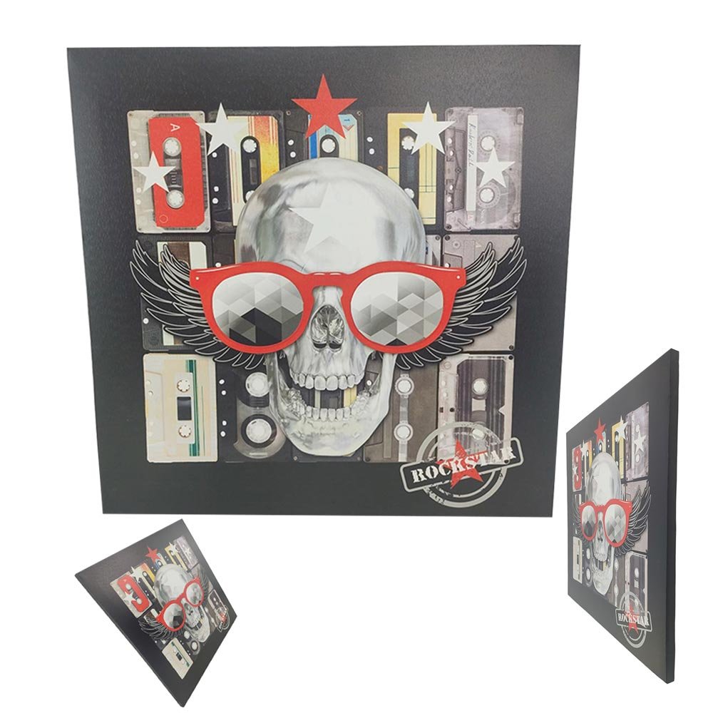 Quadro Decorativo Rockstar Caveira Banda Musica Rock 50x50 Casa Quarto ...