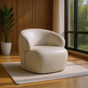 Poltrona de Couro Legítimo Giratória Gana