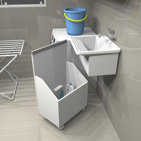 Armário Gabinete Tanque Lavanderia Perfil Puxador Nicho Embutir Multiuso Decoração