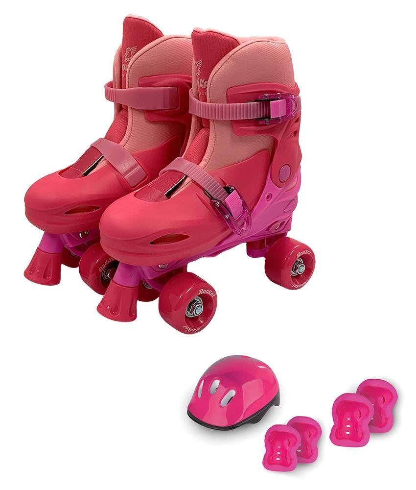 Patins 2 Em 1 Rosa Com Kit De Proteção Ajustavel 34 Ao 37 - 1