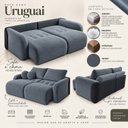 Ver mais imagens de Sofá Cama Casal Retrátil e Reclinável 3 Lugares Bicolor Chumbo / Preto 196cm