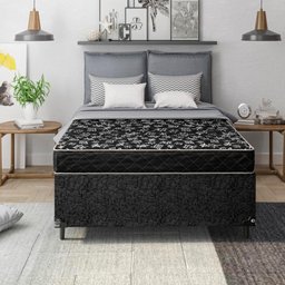 Cama Box Viúva + Colchão Espuma D20 - 51x128x188cm - e-Shop Casa - Suede Preto - 4
