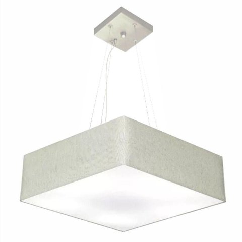 Lustre Pendente Quadrado Vivare Md-4198 Cúpula em Tecido 15/60x60cm - Bivolt Rustico-cinza 127/220v