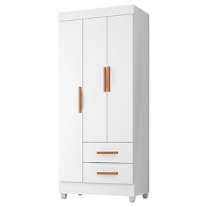 Guarda Roupa Solteiro Lite 3 Portas e 2 Gavetas Branco - Móveis Leão