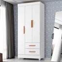 Ver imagem 2 de Guarda Roupa Solteiro Lite 3 Portas e 2 Gavetas Branco - Móveis Leão