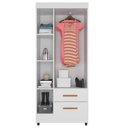 Ver imagem 3 de Guarda Roupa Solteiro Lite 3 Portas e 2 Gavetas Branco - Móveis Leão