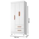 Ver imagem 4 de Guarda Roupa Solteiro Lite 3 Portas e 2 Gavetas Branco - Móveis Leão