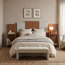 Ver imagem 2 de Cabeceira Torino Casal Queen 100% MDF Ajustável 2 Mesas de Cabeceiras Integrados - Nature/Offwhite