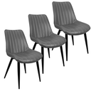 Ver imagem 1 de Kit 3 Cadeiras Chicago Poltrona Estofada Tainá Pu Vintage Retro Pés Preto - Cinza