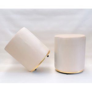 KIT 02 PUFFS PALHA COM BASE DOURADA