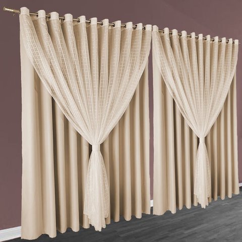 cortina blackout de ilhois quarto 6,00 x 2,60 Miami palha
