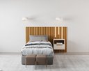 Ver imagem 5 de Cabeceira Ripado para Cama de Solteiro Maracá Nature com Mesa de Cabeceira Jatobá com Led Offwhite -