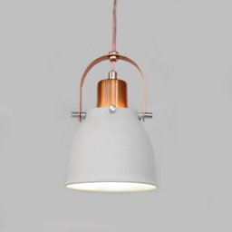 Luminária Pendente Detroit para Salas, Quartos e Cozinhas na cor Branca com Detalhe Cor Cobre - 3