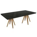 Ver imagem 1 de Mesa de Sala Jantar Duna Madeira Maciça C/ Tampo Madeirado C/ Vidro 200x100cm Carvalho/preto Fosco