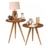 Duas Mesinhas Apoio e Lateral Redondas Pés Palito Freijó - 3